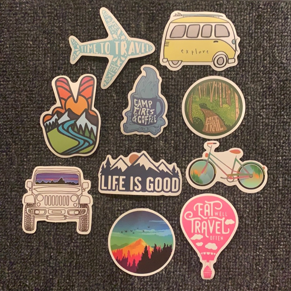 Pack of 10 stickers (travel theme)